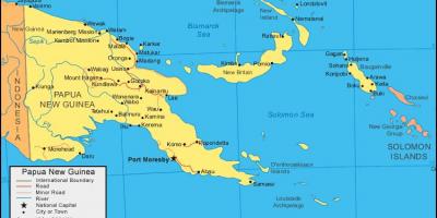 מפה של פפואה גינאה החדשה ומדינות