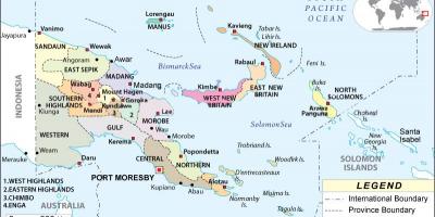 מפה של פפואה גינאה החדשה מחוזות
