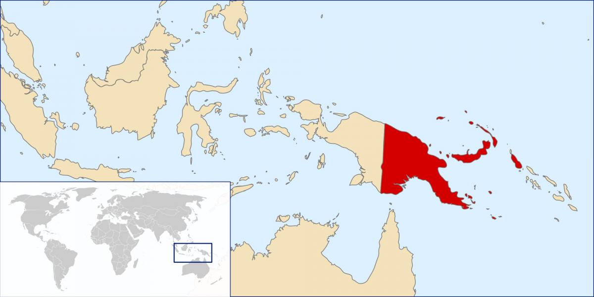 פפואה גינאה החדשה מיקום על מפת העולם